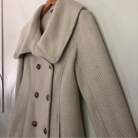 JESSICA SIMPSON Women’s Cream Buttoned Pea Coat Wool BlendSize XS - Picture 5 of 14
